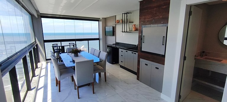 3 suítes, novo, hidro, varanda gourmet e vista mar