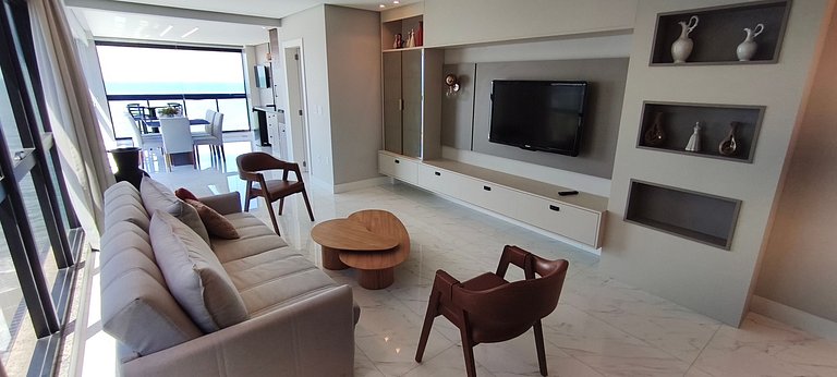 3 suítes, novo, varanda gourmet e vista mar