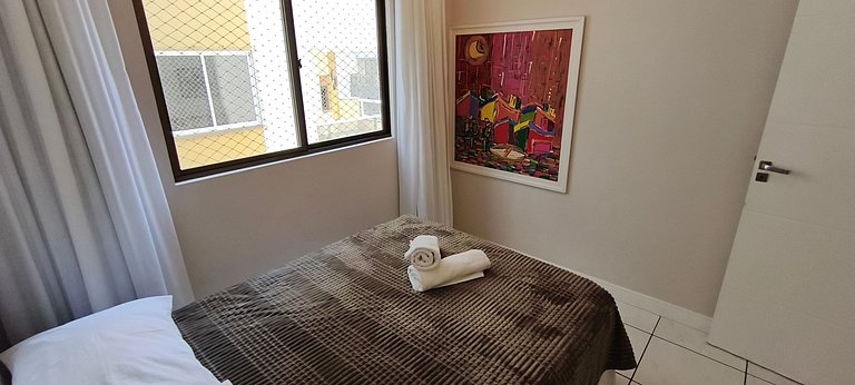 Beira-mar funcional: vista, sacada e churrasco